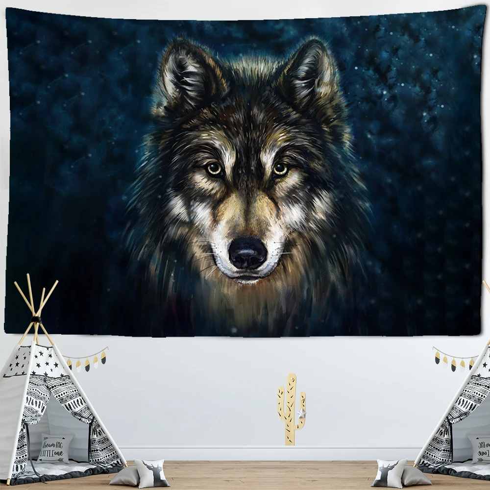

Wolf Blick Heiligen Tiere Tapisserie Tribal Tier Dekoration Wand Hängen Wandteppich Wohnkultur Textil