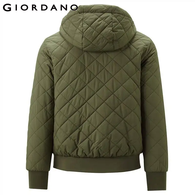 Мужская стеганая куртка Giordano повседневная бомбер с капюшоном и множеством