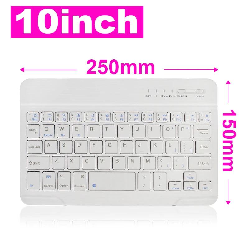 10 inch White Беспроводная Bluetooth клавиатура мини-клавиатура для iPad Mac планшет ноутбук телефон клавиатура перезаряжаемая Поддержка Android IOS Windows - Цвет: 10 inch White