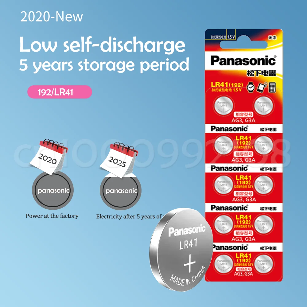 30 шт. батарейки Panasonic 192 LR41 1 5 в SR41 AG3 G3A L736 392A | Электроника