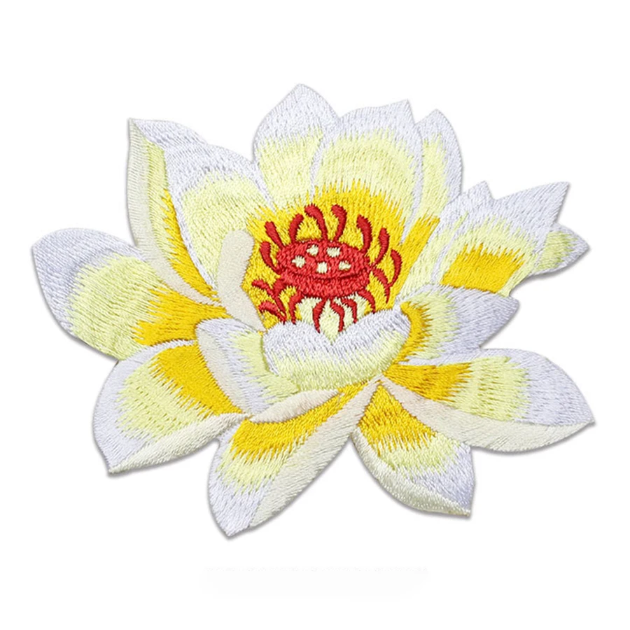 Аппликация с цветами Lotus на заказ цветная вышитая нашивка утюгом рюкзаке для