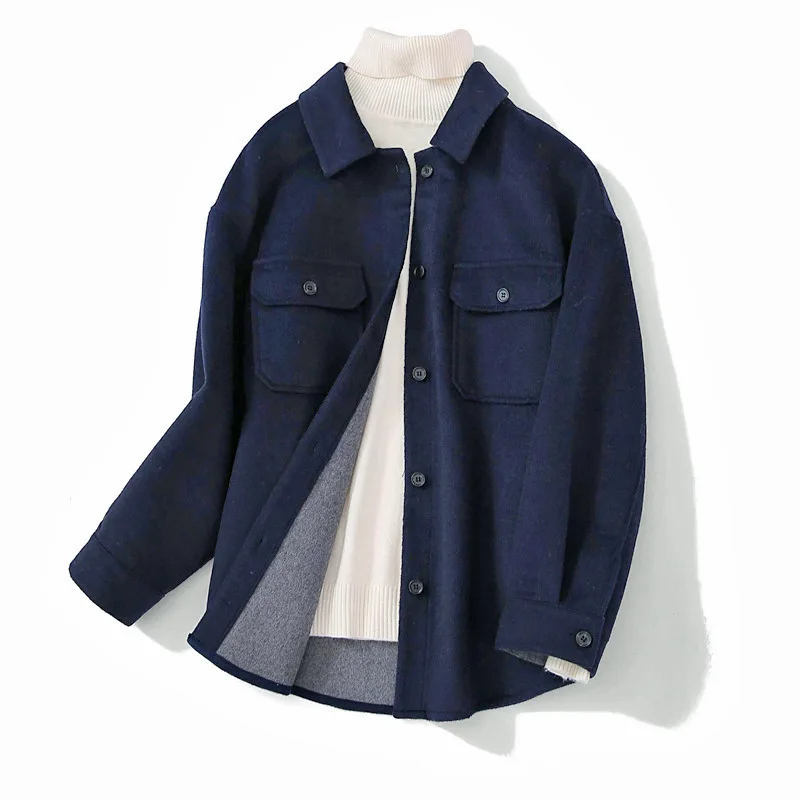 

Winter young casual woolen coats are soft and comfortable. Shirt-style double-sided women's woolen coats are elegant in style