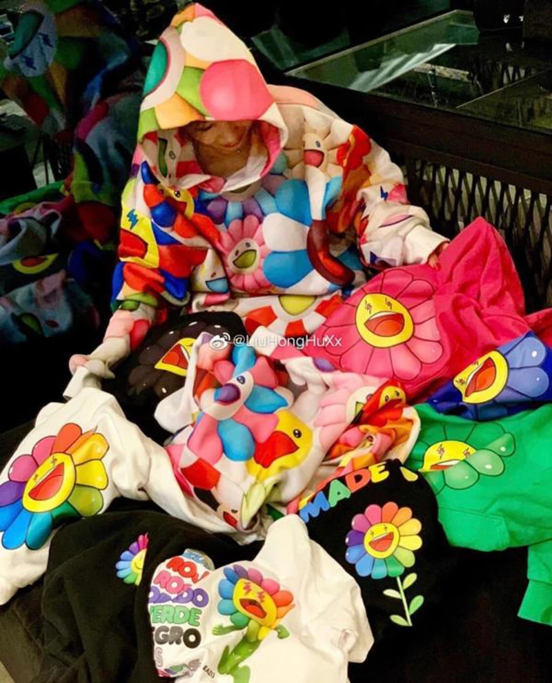 

Harajuku Sunflower Full Print Oversize Hooded Sweatshirt Men and Women Autumn Winter Streetwear Casual Hoodies Fleece Hoody