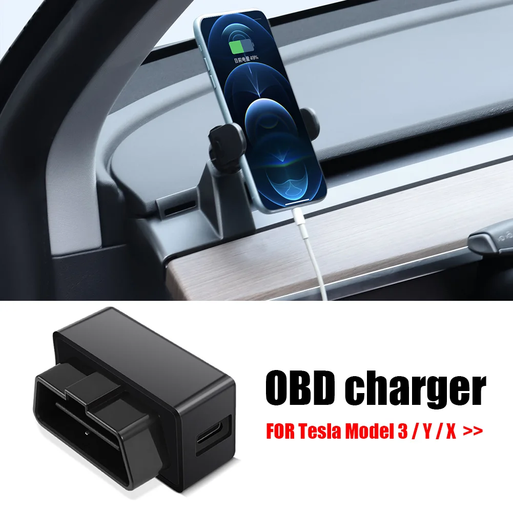 Dual USB Phone Charger Car OBD Power for Tesla Model 3 Y X 2021 MP3 MP4 5V 2.1A Charging Splitter Adapter | Мобильные телефоны и
