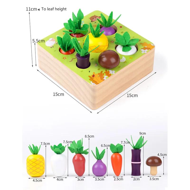 

Kid Toy Pulling Radish Educational Wood Puzzle Insect Catching Cognitive Game Children's Gift Learning Toy