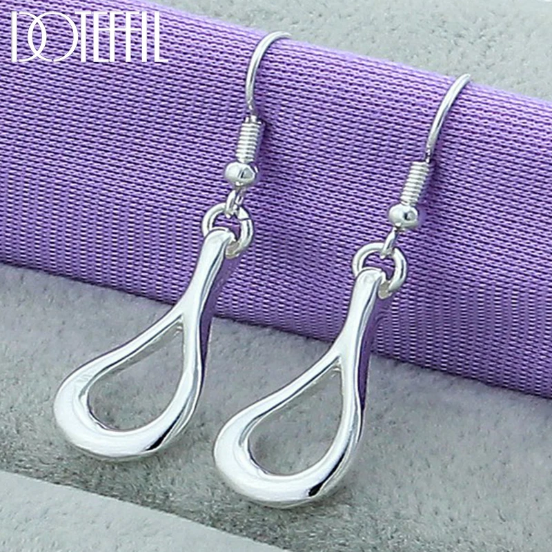 DOTEFFIL 925 Sterling Silver Hollow Water Droplets/Raindrops Drop Earrings For Woman Wedding Engagement Fashion Party Jewelry | Украшения и