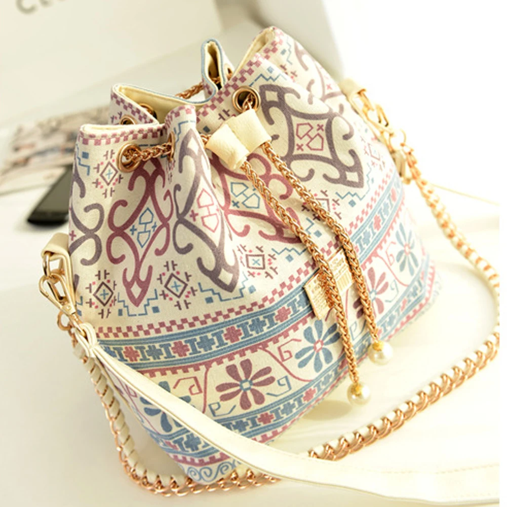 

Women Dating PU Leather Casual Pearl Pendant Single Shoulder Daily Printed Fashion Street Gift Shopping Bucket Bag