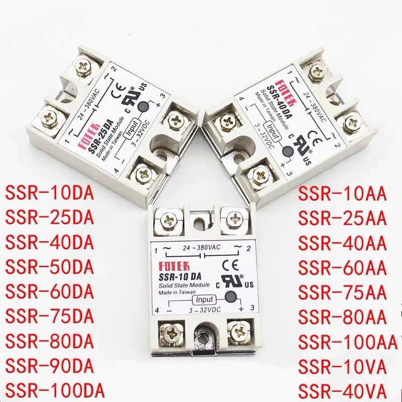 SSR-10DA SSR-25DA 10A 25A 40A твердотельный релейный модуль 3-32 В, вход постоянного тока 24-380 В, выход переменного тока, высокое качество