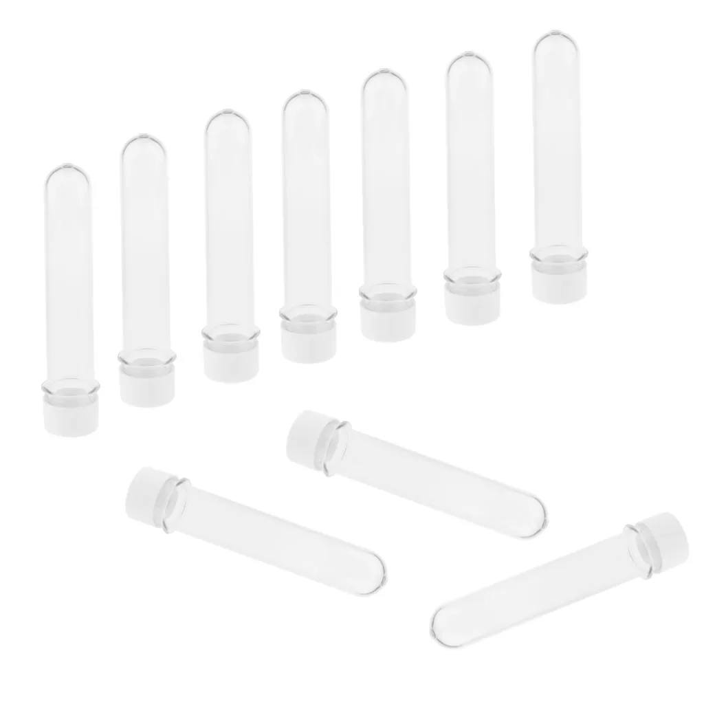 

10Pcs Transparent Clear Plastic Test Tubes+Screw Caps for Jewelry Beads