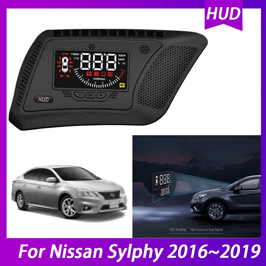 

HD автомобильные аксессуары, дисплей на лобовое стекло HUD для Nissan Sylphy 2016 2017 2018 2019, автомобильный электронный проектор для безопасного вождени...