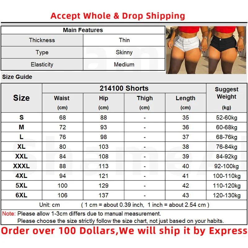 

Plus Size Women's Jogger Stretch Skinny Denim Shorts 4XL Summer Sexy Low Rise Push Up Fitness Hip Short Hot Denim Jeans Feminino