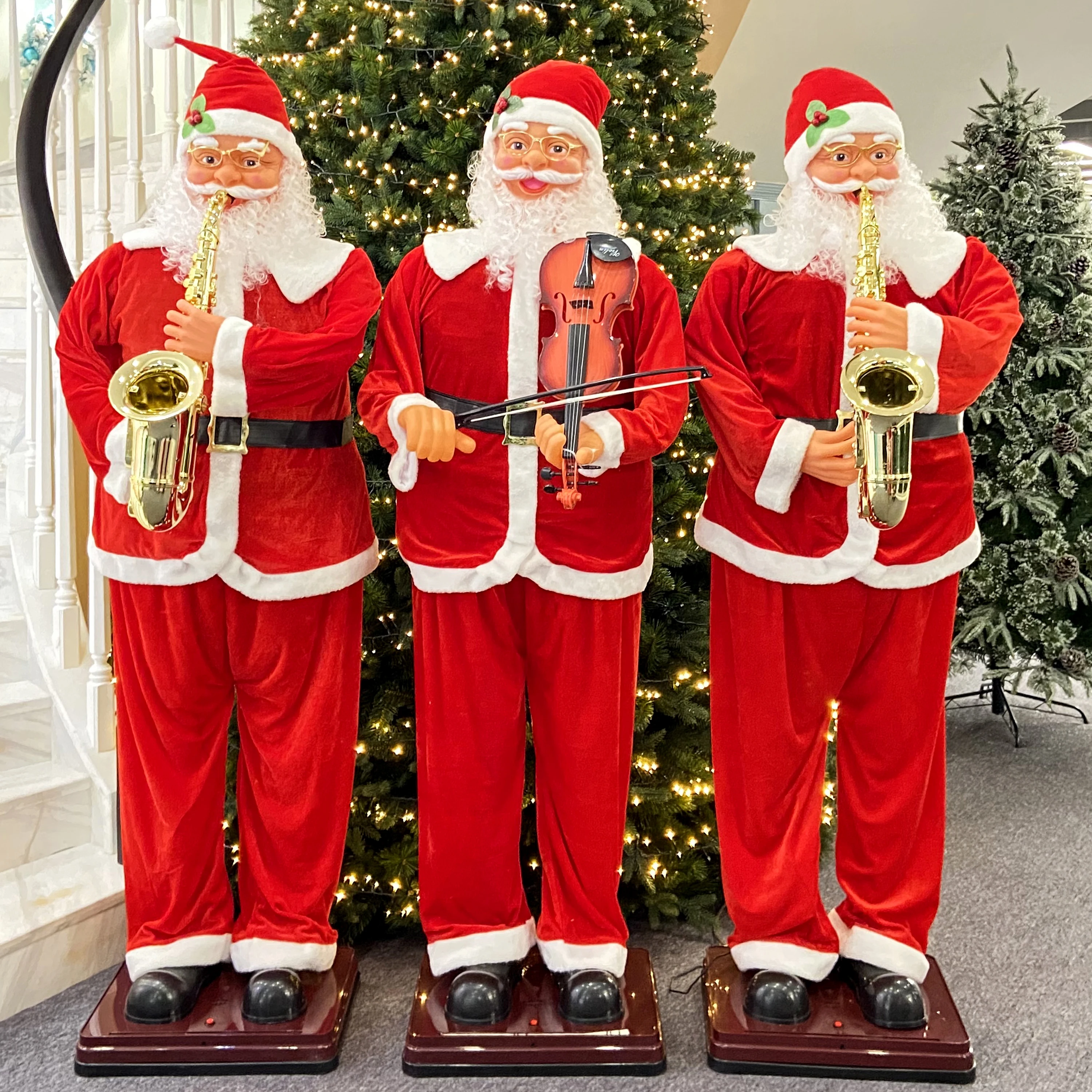 

1.8m Electric Saxophone Santa Claus Christmas Decoration Shopping Mall Hotel Santa Claus Welcome Decoration Christmas Gift 1 Pc