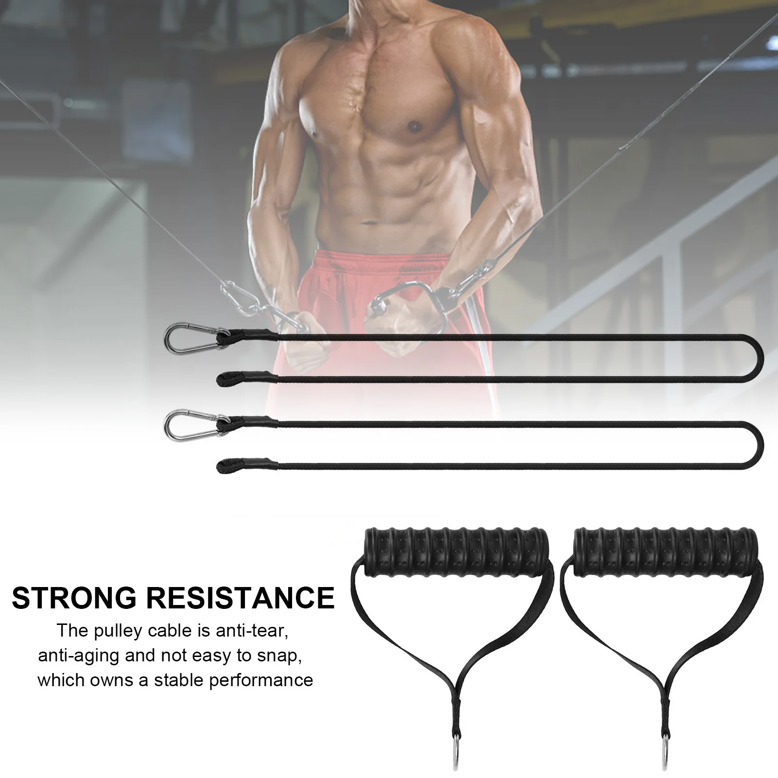 

Solid Pulley Cable Machine System Pull Handle Chest Training Strap Rope Hooks Fitness Lifting Steel Wire Cable Fitness Rope