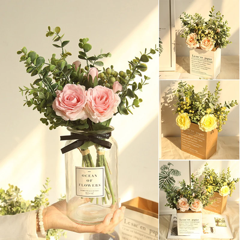 

Букеты из искусственных цветов Поддельные букет Декор из искусственного меха с цветочным принтом, украшения для дома, Свадебная вечеринка ...