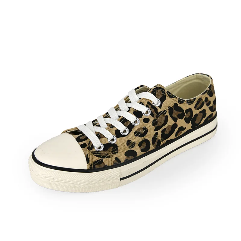 

Summer New Ladies Casual Shoes Leopard Print Lace-up Canvas Lightweight Comfortable Breathable Walking Shoes