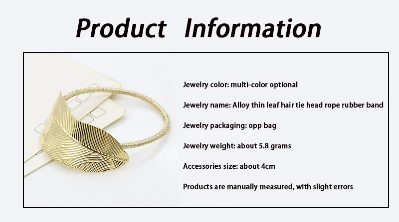 

New alloy thin leaf hair tie head rope rubber band, personalized retro leaf head flower headdress hair accessories