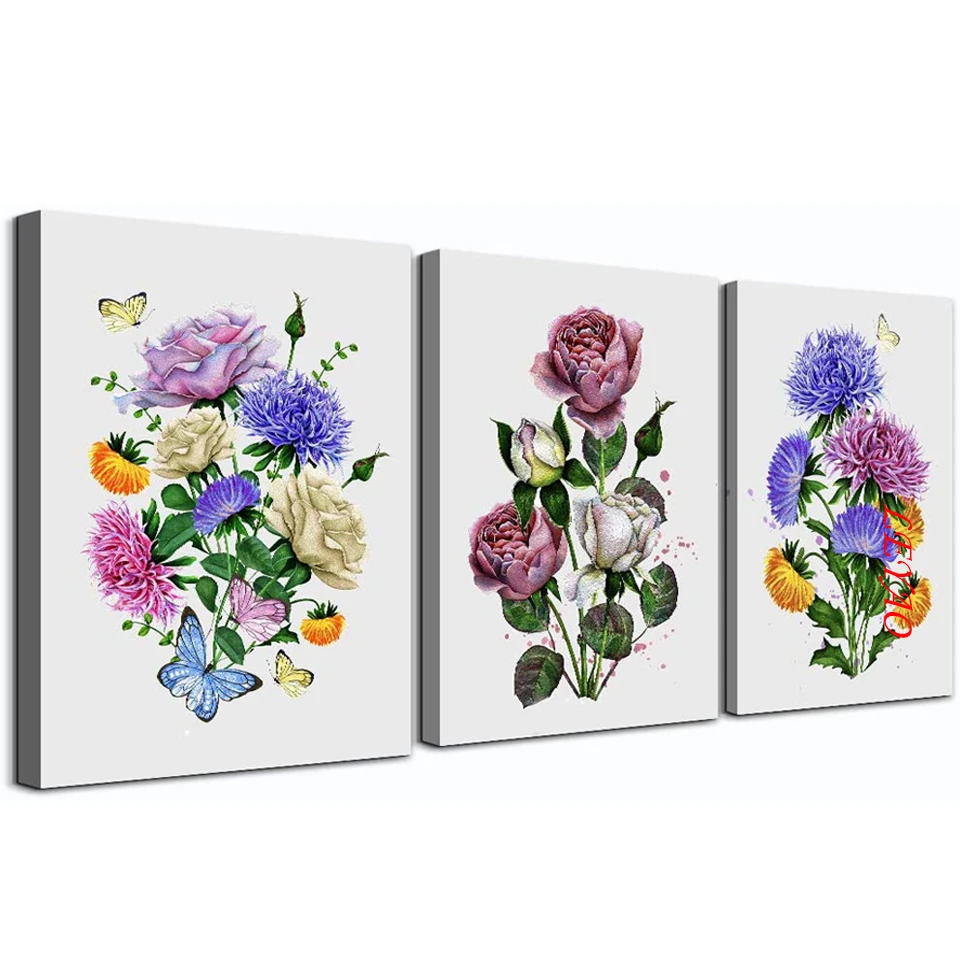 

3 шт., Набор для вышивки крестиком с зелеными листьями и цветами