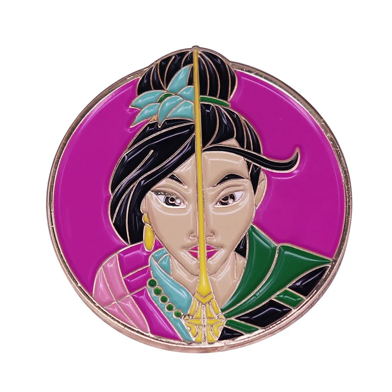 

Disney Cartoon Animation Brooch Mulan Women's Clothing Soldier Outfit Badge Girl Backpack Accessories Pin Clothing Decoration