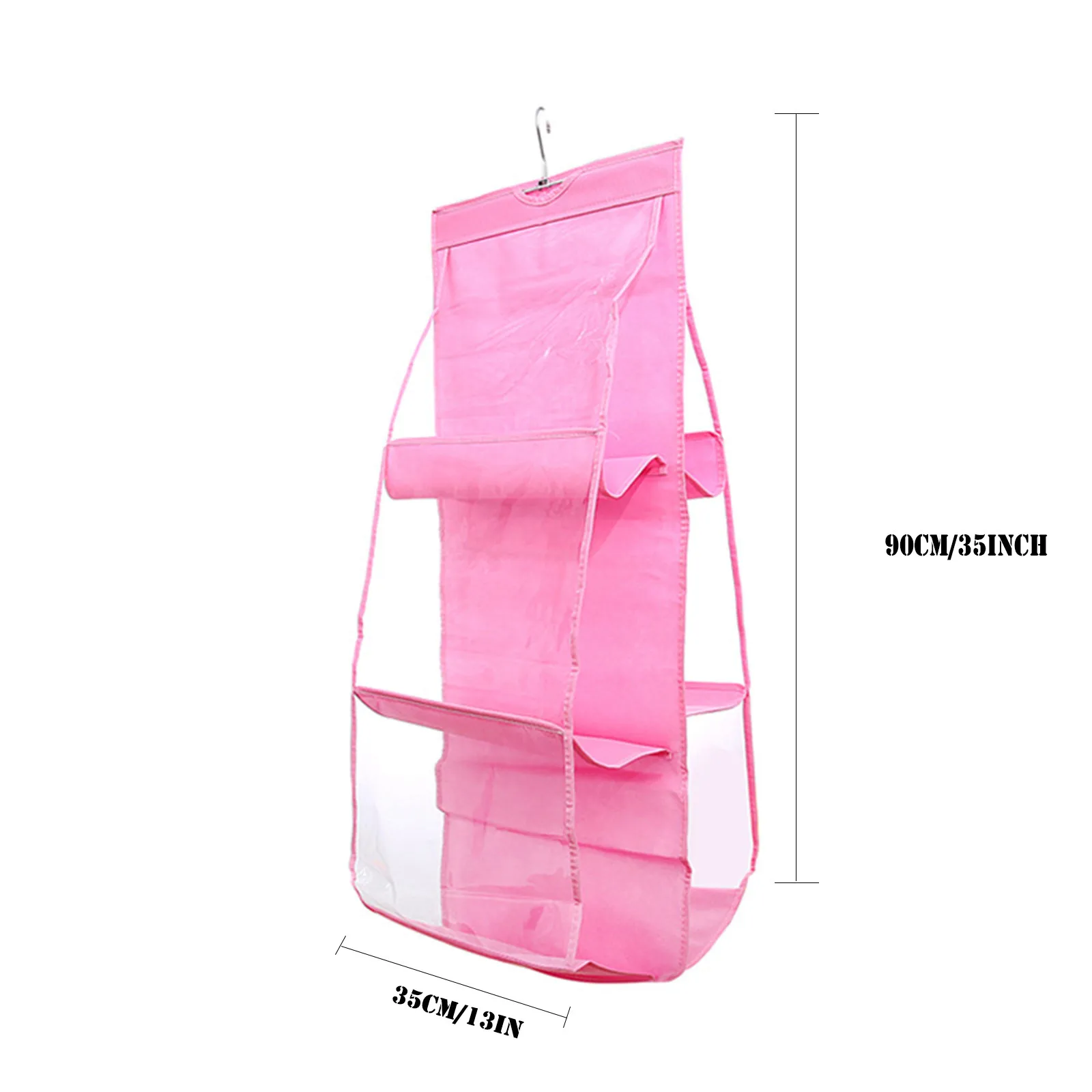 

6 Pocket Bag Tidy Organiser Hanging Handbag Purse Storage Wardrobe Closet Hanger Organizer