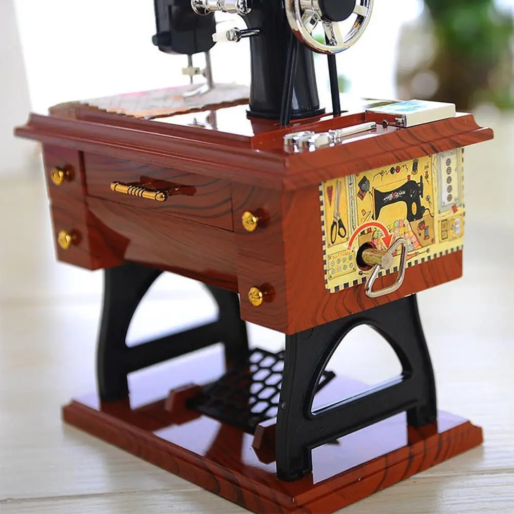 

For Mothers Days Gifts Birthday Gift Music Boxes Sewing Box Sewing Music Music Clockwork Retro Gift Machine Mini Box W0A1