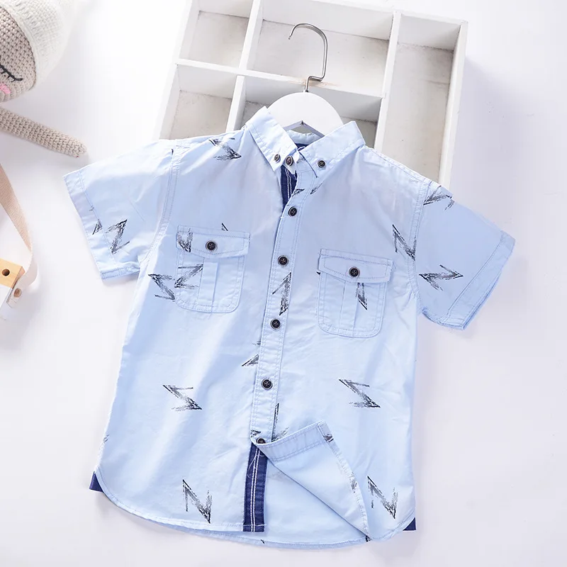 Рубашка с короткими рукавами для мальчиков 2020 летняя рубашка детский топ