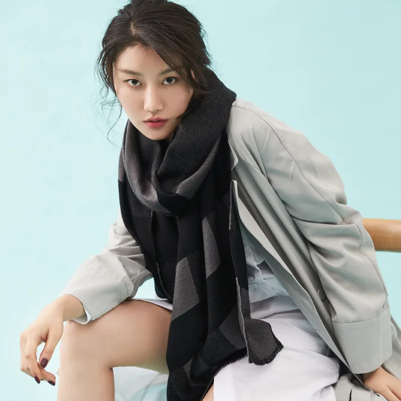 Женский шарф шерстяной Модный женский клетчатый Осень-зима шерстяная