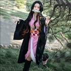 Костюмы косплея камадо незуко из аниме рассекающий демонов, кимоно розового цвета, костюмы на Хэллоуин для женщин и девушек, 7 шт., C100K192