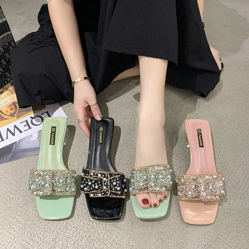 

2021 Women's Slippers New Summer Sandals and Slippers Bow Fashion Slippers Female Large Size Ladies Shoes