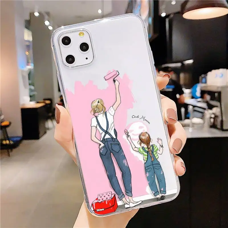 

Super Mom Baby Girl Fashion Phone Case Transparent soft For iphone 5 5s 5c se 6 6s 7 8 11 12 plus mini x xs xr pro max