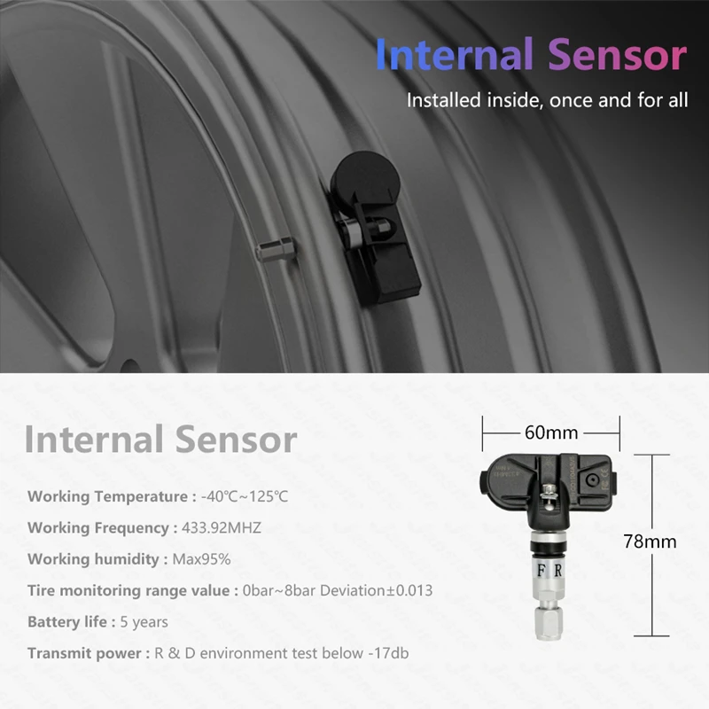 USB Android TPMS система мониторинга давления в шинах дисплей 5 4 внутренние датчики