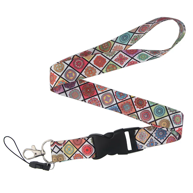 P3986 Dongmanli Мандала брелок "Цветок" Lanyards держатель удостоверения личности ID карта Пропуск Тренажерный зал мобильный телефон USB бейдж держатель ключевой ремень