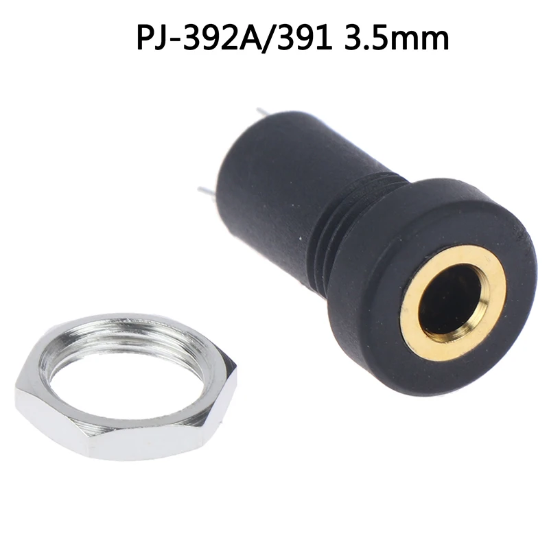 

3.5MM Audio Jack Socket 3 Pole Black Stereo Solder Panel Mount Gold With Nuts