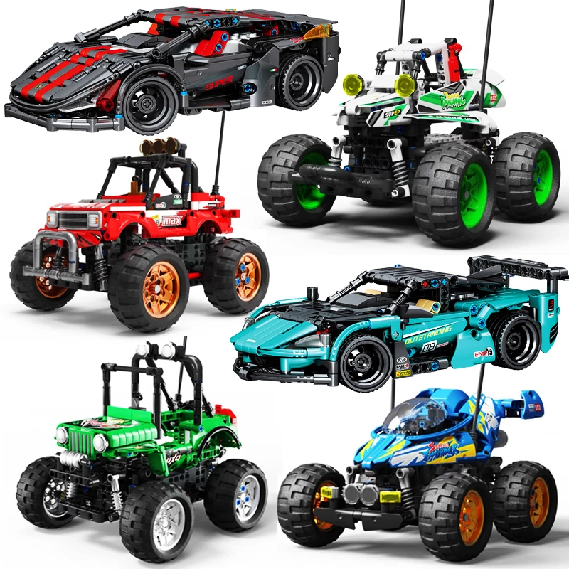 

Технический гоночный автомобиль, модель автомобиля с дистанционным управлением, набор строительных блоков, городская идея, внедорожник, кирпичи, игрушки для детей, подарок MOC