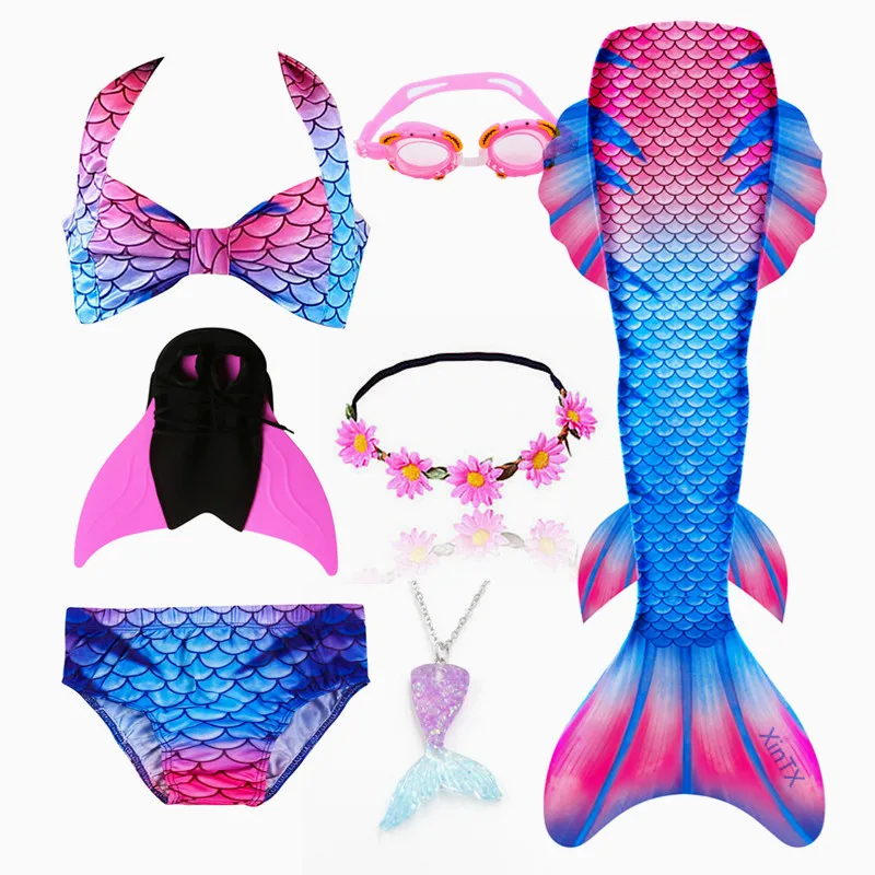 Купальник бикини для девочек с хвостом русалки и моноластами|Костюмы девочек| |
