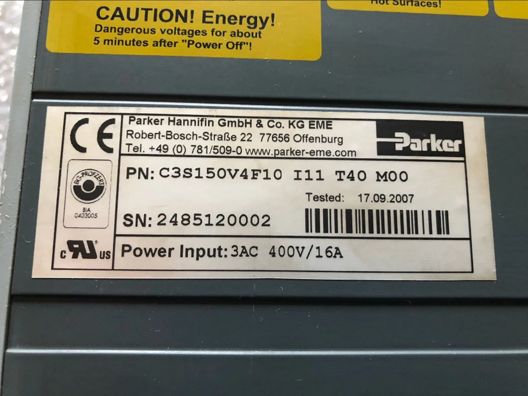 Сервопривод переменного тока Parker C3S150V4F10 111 T40 M00 в хорошем состоянии | Инструменты