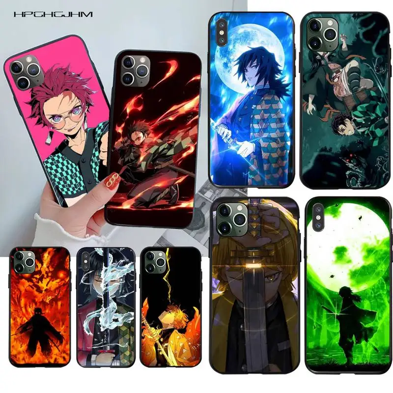 

HPCHCJHM Demon Slayer Kimetsu No Yaiba Phone Case for iPhone 11 pro XS MAX 8 7 6 6S Plus X 5S SE 2020 XR case