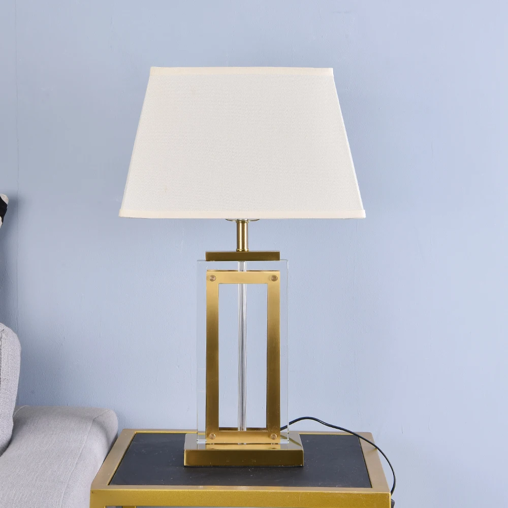 Квадратная Хрустальная большая настольная лампа черный трапециевидный абажур