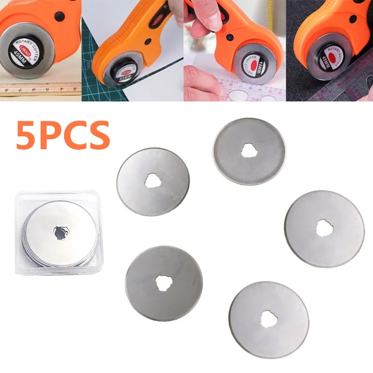 

Rotary Cutter +5pcs Blades Quilters Sewing Patchwork Fabric Spare Blade