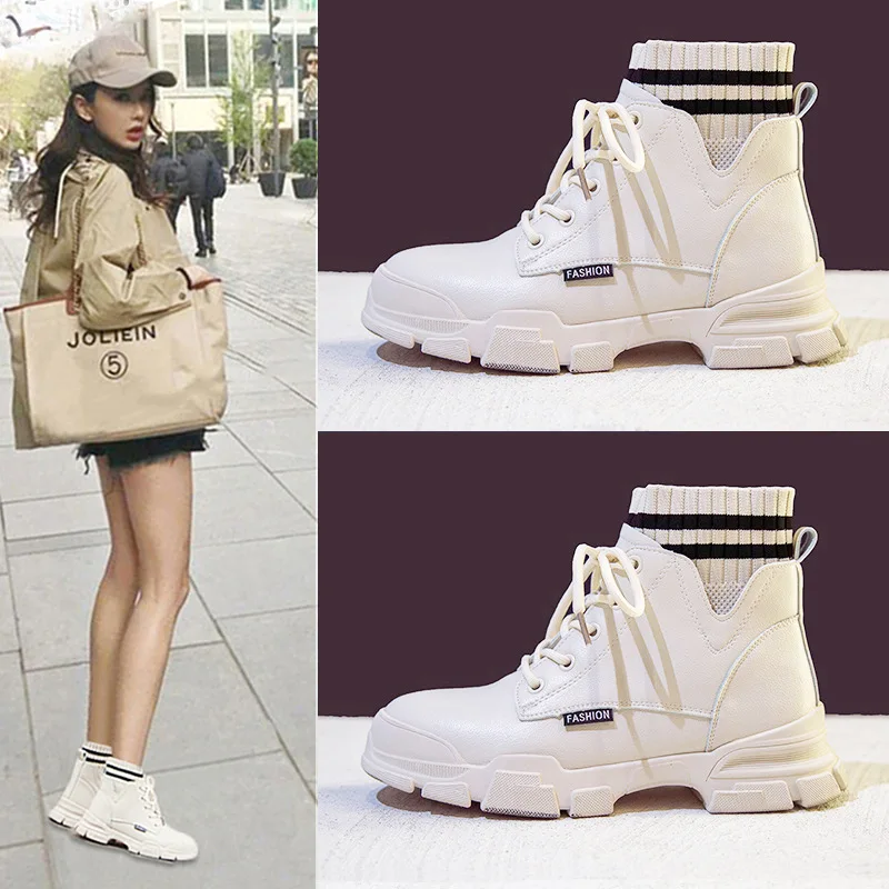 

Ботинки женские мотоциклетные из ПУ кожи, водонепроницаемые Нескользящие, на толстой нескользящей подошве, с бархатной подкладкой и круглы...