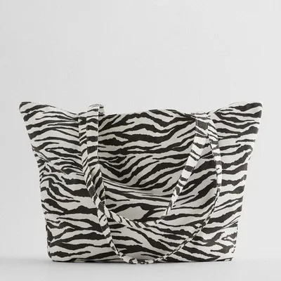 

Shopping Bags Big Handbag Women Cute Casual Students Large Capacity Canvas Bag Preppy Crossbody Females Zebra pattern Fashion