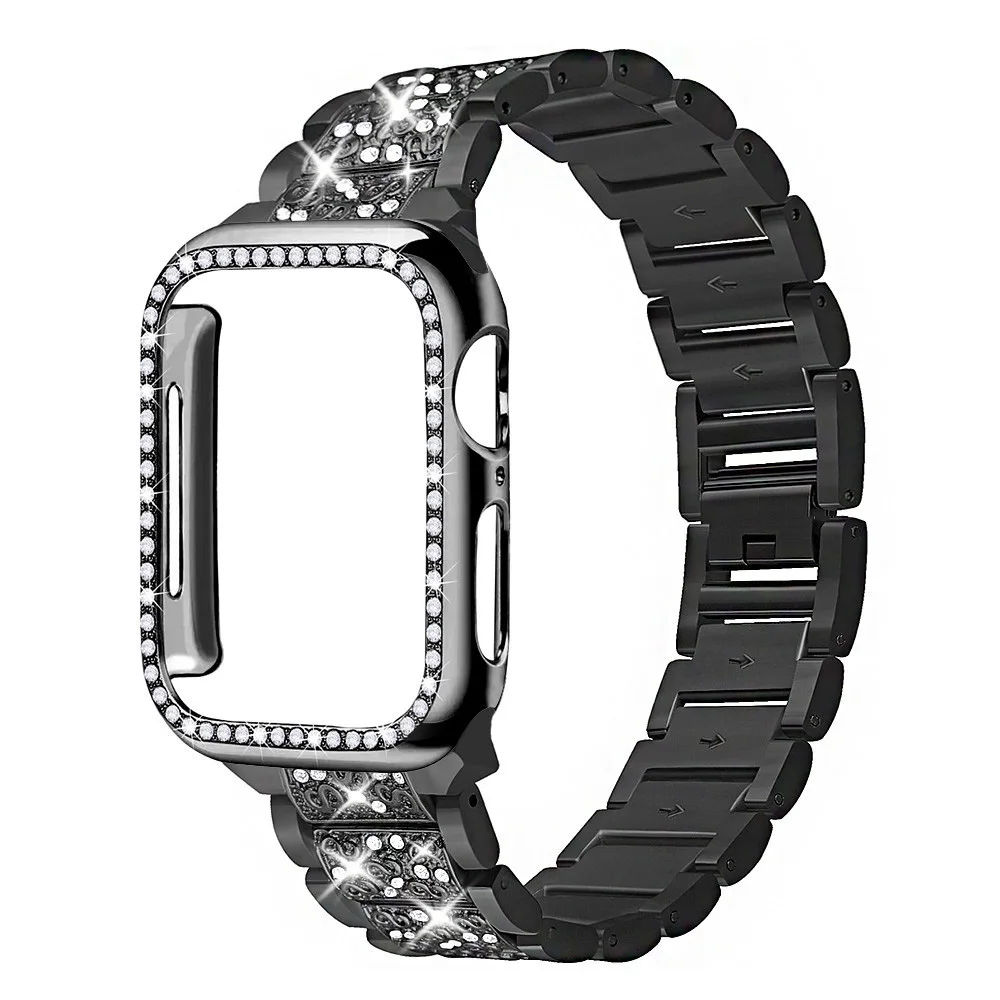 

Case+Strap for Apple Watchband 40mm 44mm 41mm 45mm 38mm 42mm 40mm Fashion Diamond Metal Bracelet for iWatch Series 8 3 5 6 SE 7