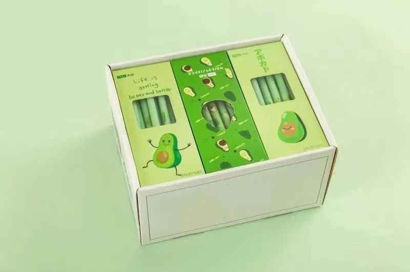 Ручка гелевая 0 5 мм с авокадо нейтральный кавайный черные голубые чернила