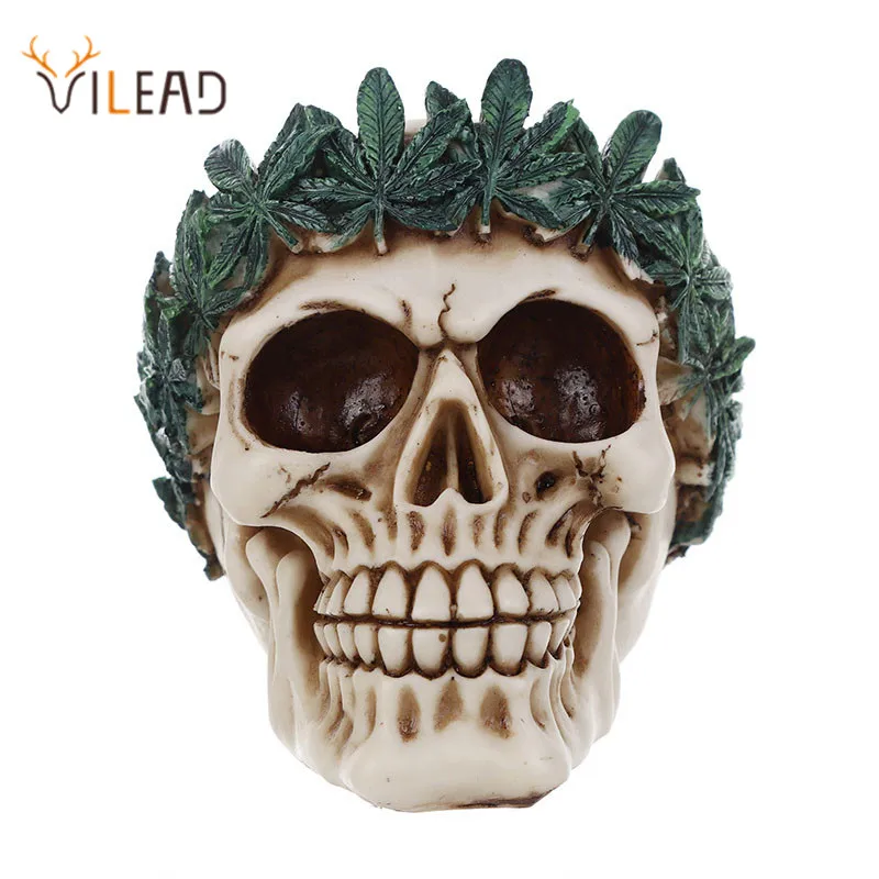 VILEAD 12 5 см смола ремесло статуя череп венчика голова черепа домашнего офиса кофе