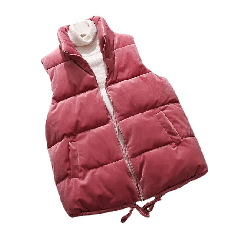 

2021 Autumn Winter Women Vest Jacket Korean Cotton Padded Waistcoat Velvet Warm Vest Coat Female Short Fashion Sleeveless Parka