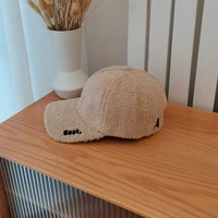 new autumn winter woman cotton plush letters embroider solid color street fashion man soft warm adjustable simple baseball cap