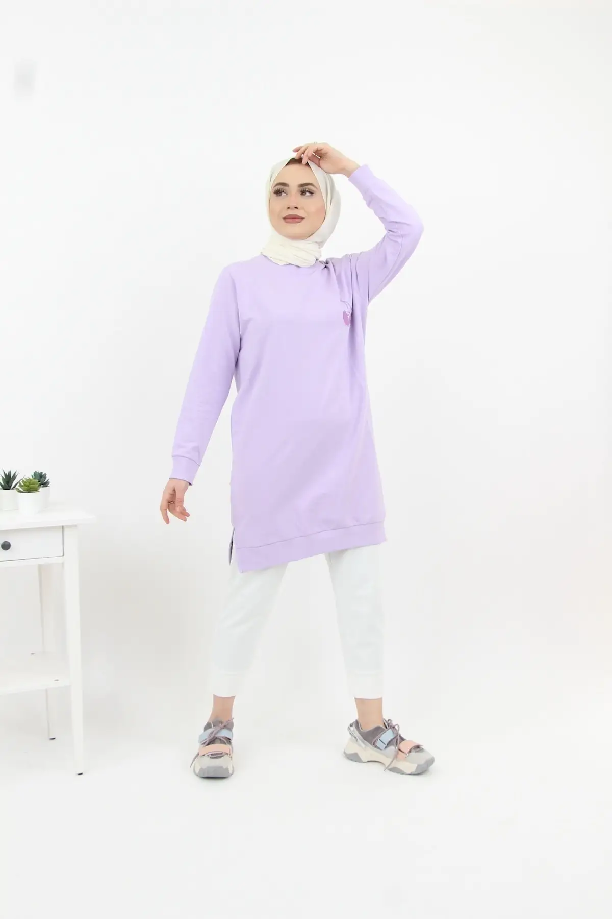 

Islamic Solid Tunic Shirt For Muslim Women Turtle Neck Full Sleeve Denim Sweater Female 2021 Fashion New Clothing Autumn Tide