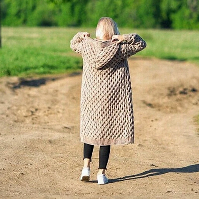New Hooded Women Sweater Coat 2019 Cardigan Knitted Long Outwear Coats Winter Plus Size 5XL |