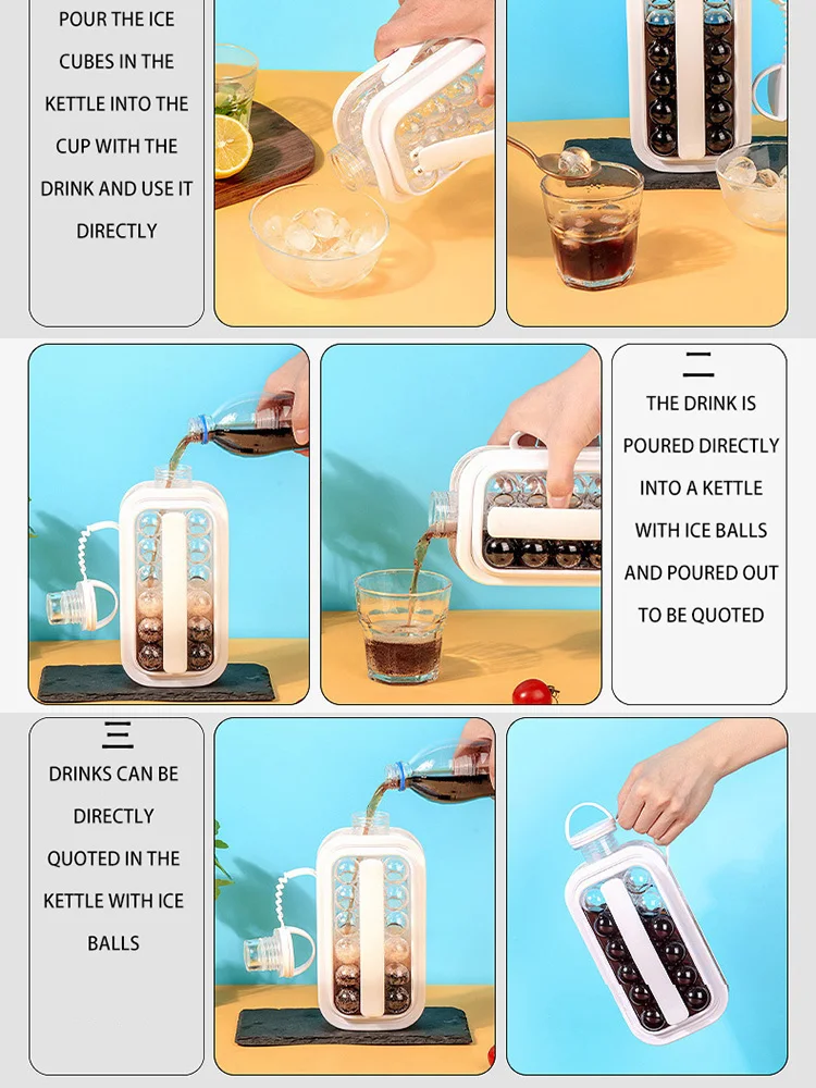 

Ice Ball Maker 2 In 1 Portable Silicone Tray Ice Bottle Container Kitchen Frozen Beverage Ice Cube Bag Mold Camping Accessories