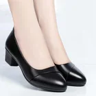 Туфли-лодочки женские офисные черные на квадратном каблуке, 4 см, размера плюс, 41