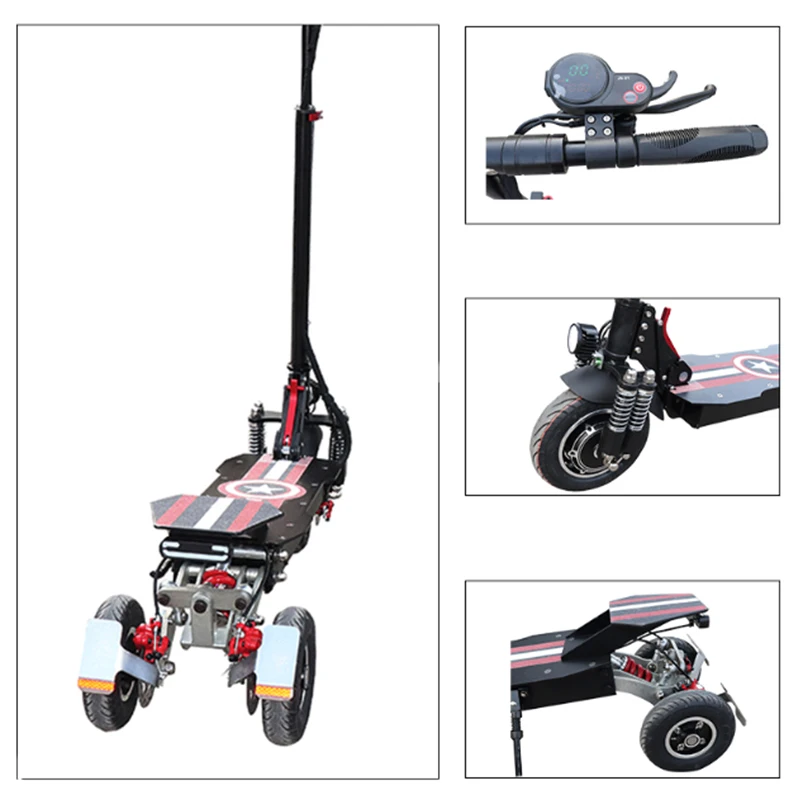 New Electric Scooter with 3 Wheels 48v1000w Front Motor Wheel Escooter for Trotinette Electrique Adult Outsider | Спорт и